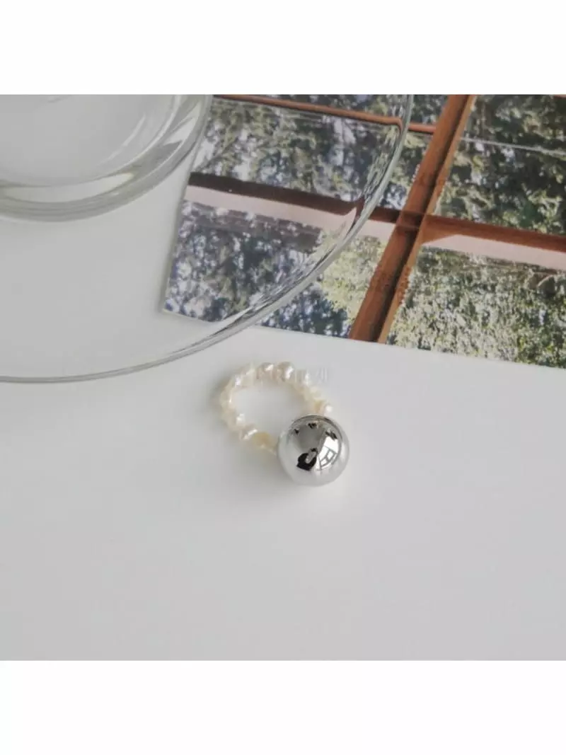 Noii - Korean Women Fashion - #momslook - R1164 Ball Pearl Ring - 3