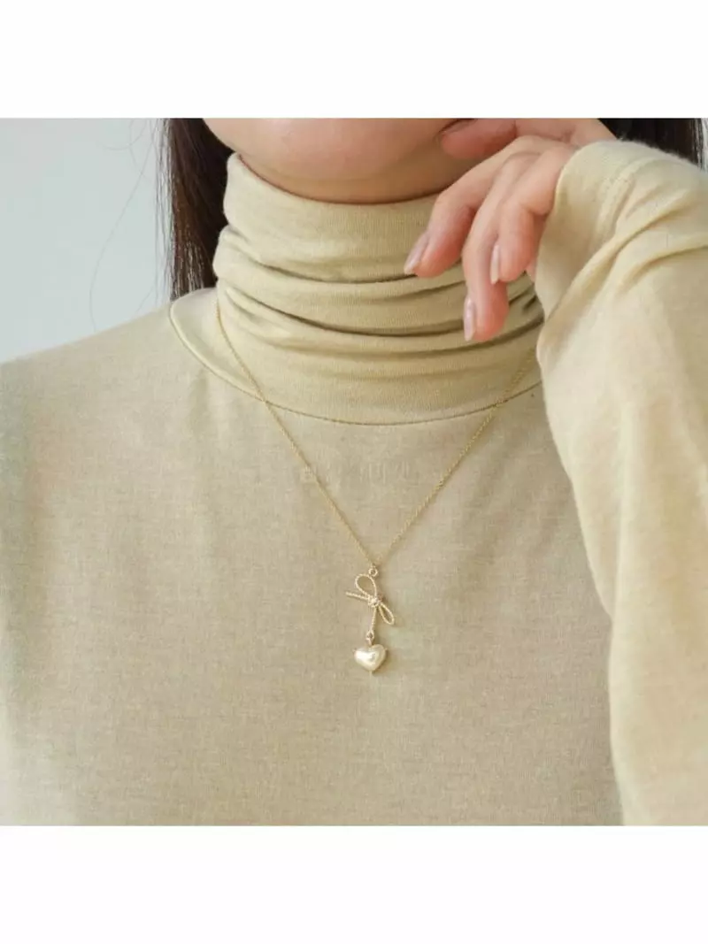 Noii - Korean Women Fashion - #momslook - N1195 Heart Neckless - 2