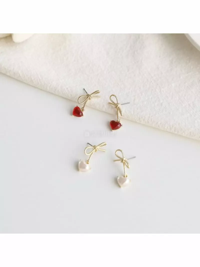 Noii - Korean Women Fashion - #momslook - E1503 Heart Earring - 4