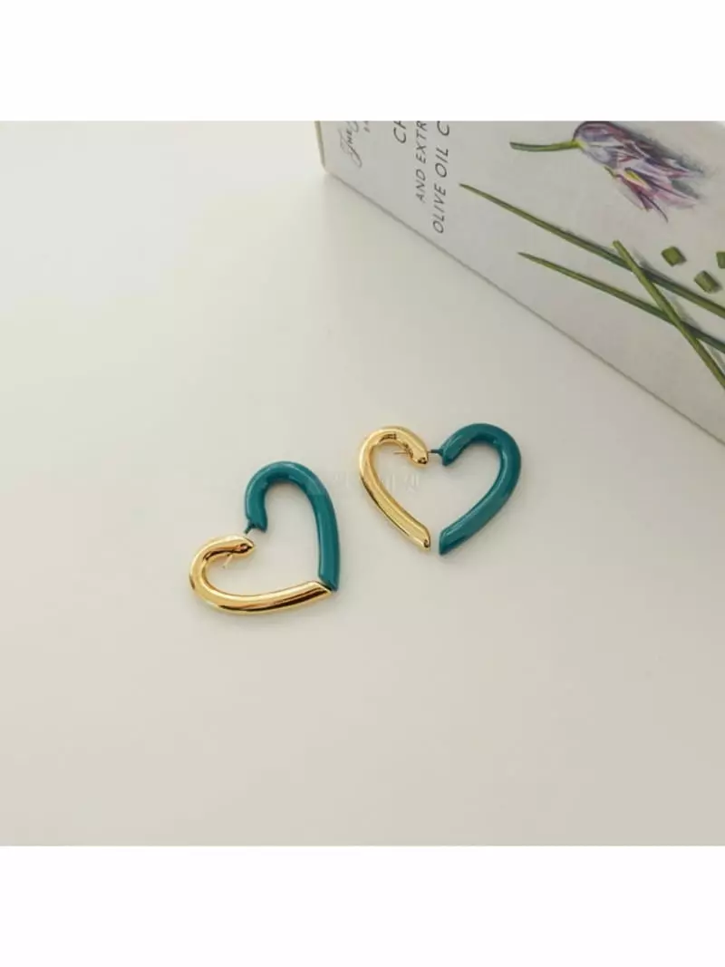 Noii - Korean Women Fashion - #momslook - E1523 Heart Earring - 4