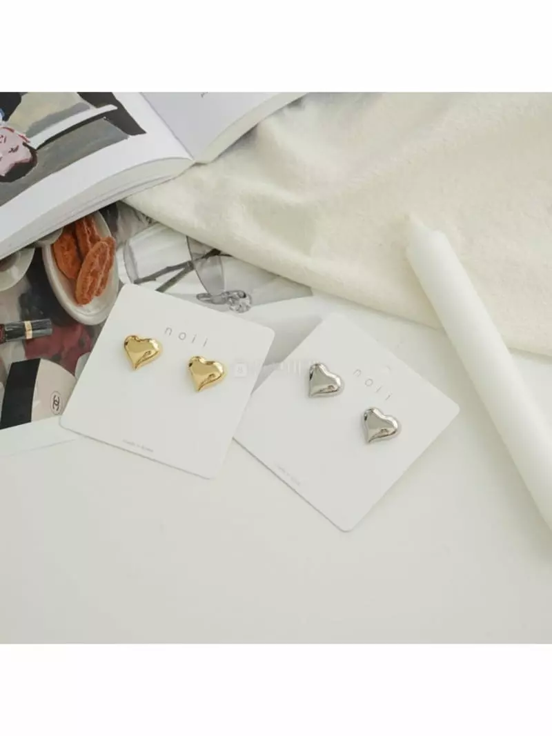Noii - Korean Women Fashion - #momslook - E1447 Heart Earring - 4