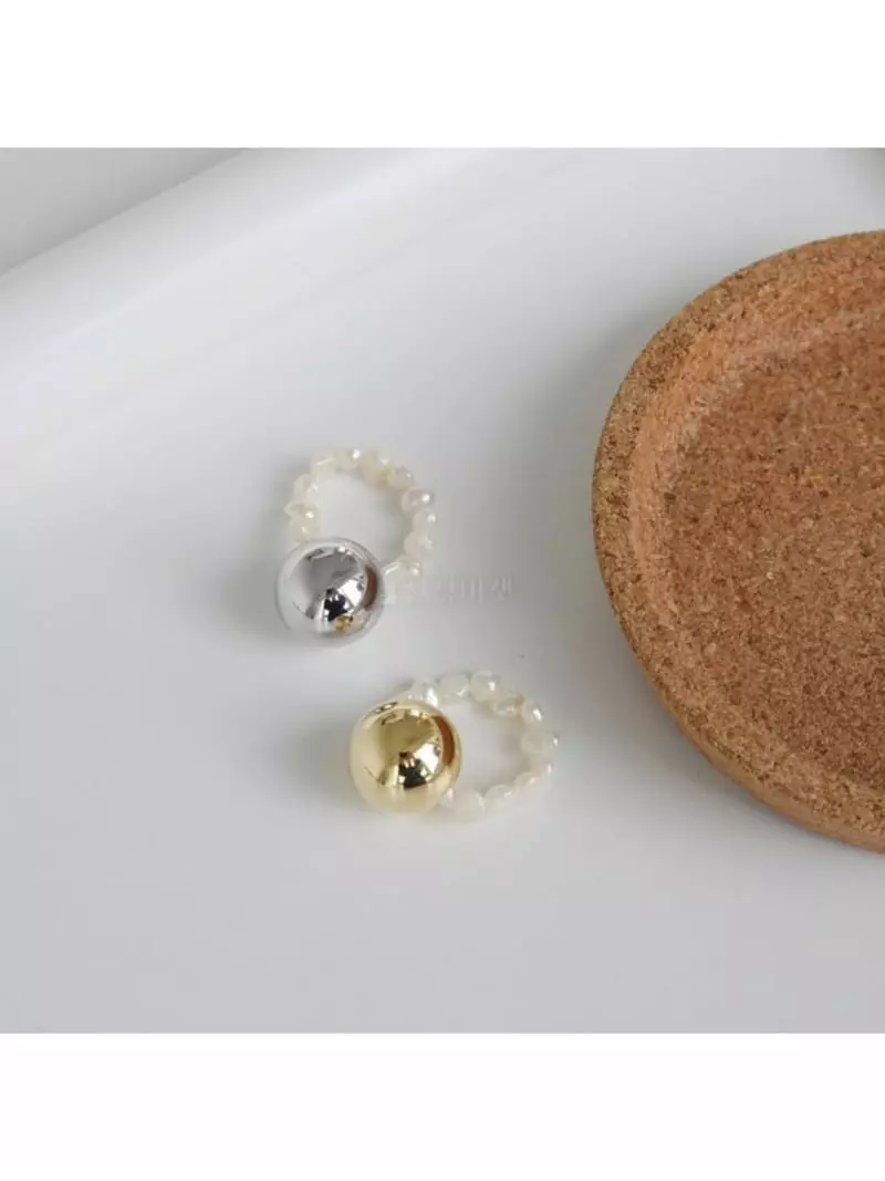 Noii - Korean Women Fashion - #momslook - R1164 Ball Pearl Ring - 4