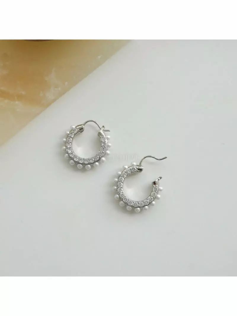 Noii - Korean Women Fashion - #womensfashion - E1565 Pearl Cubic Earring - 2
