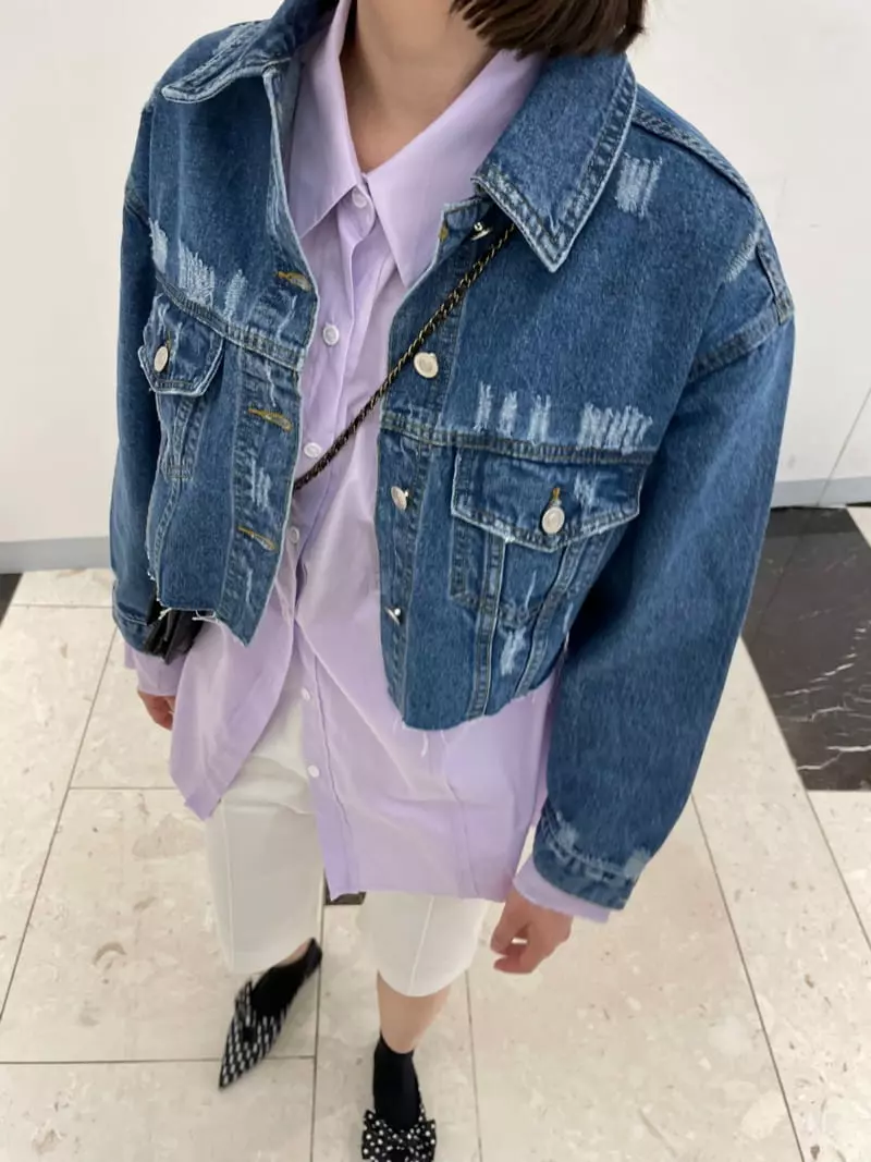 Nyunyu-Seoul - Korean Women Fashion - #momslook - Crop Day Denim Jacket