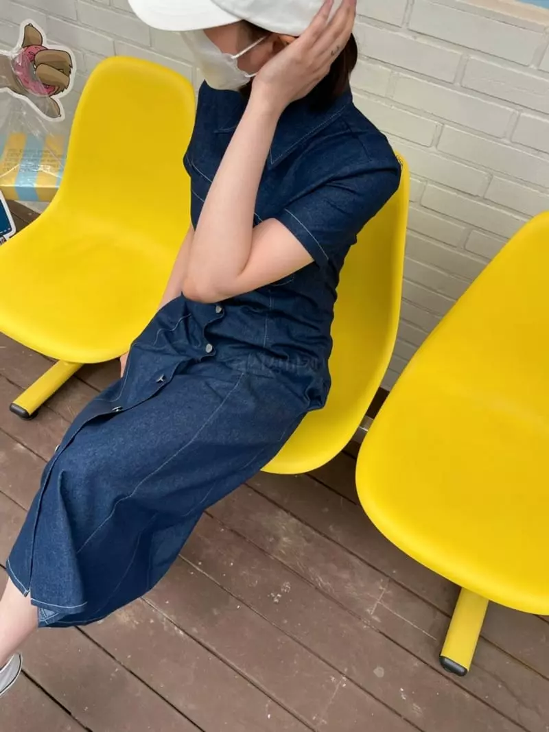 Nyunyu-Seoul - Korean Women Fashion - #momslook - Denim Long One-piece - 3
