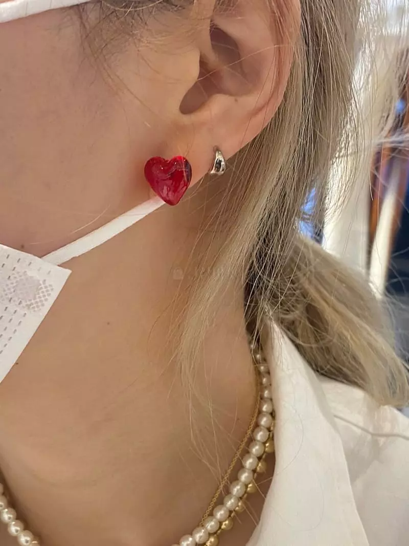 Nyunyu-Seoul - Korean Women Fashion - #restrostyle - Heart Earrings - 2