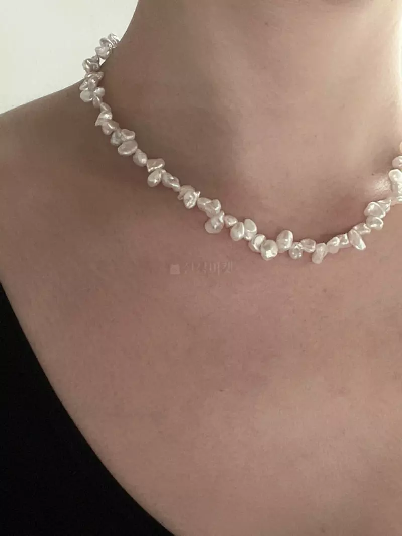 Nyunyu-Seoul - Korean Women Fashion - #romanticstyle - Zigzag Pearl Necklace - 2