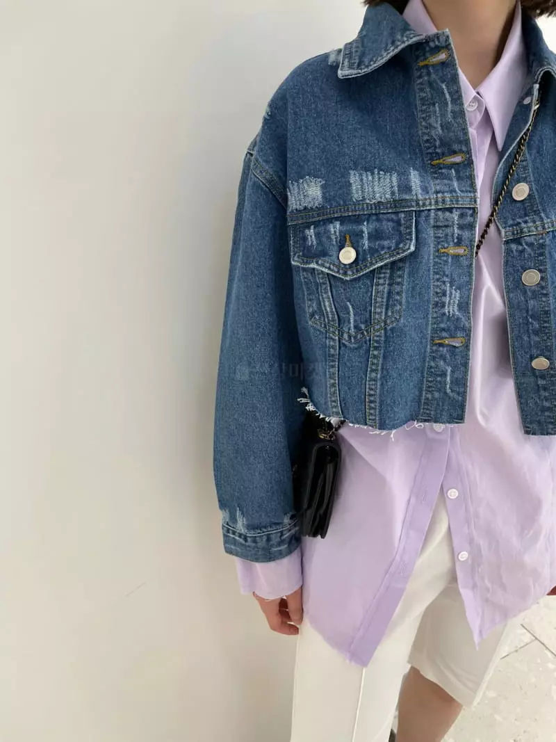Nyunyu-Seoul - Korean Women Fashion - #womensfashion - Crop Day Denim Jacket - 2