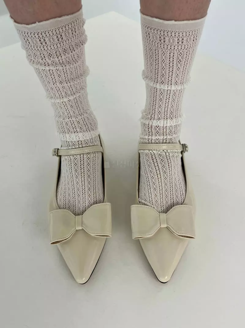 Nyunyu-Seoul - Korean Women Fashion - #womensfashion - Big Ribbon Flats Shoes