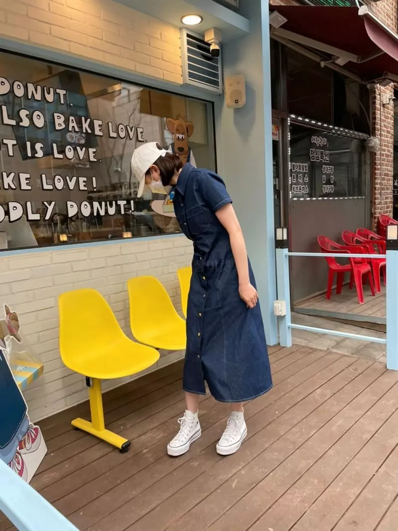 Nyunyu-Seoul - Korean Women Fashion - #momslook - Denim Long One-piece - 4