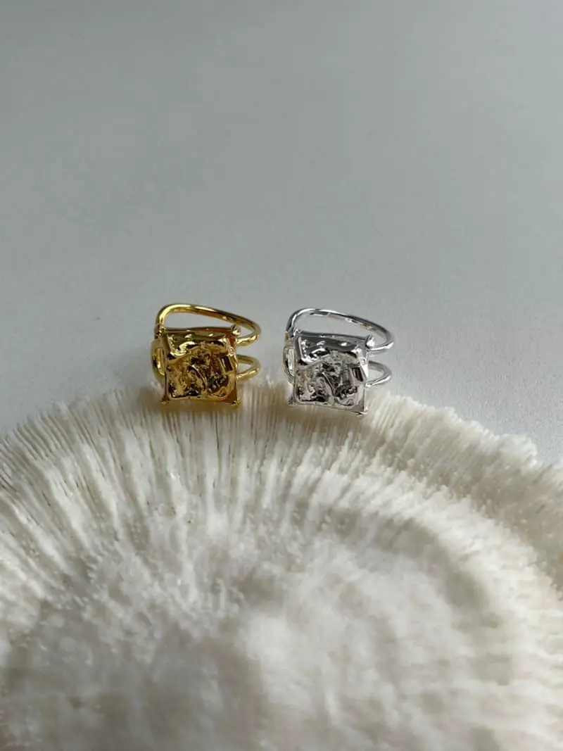 Nyunyu-Seoul - Korean Women Fashion - #womensfashion - Silver Foil Square Ring