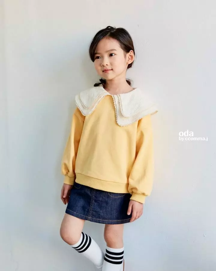 Oda - Korean Children Fashion - #childrensboutique - Lace Twice Collar Sweatshirt - 11
