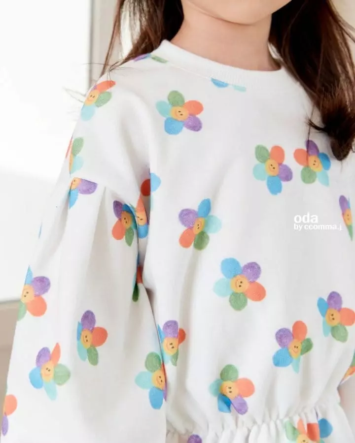 Oda - Korean Children Fashion - #kidzfashiontrend - Floral Shirring Sweatshirt - 3