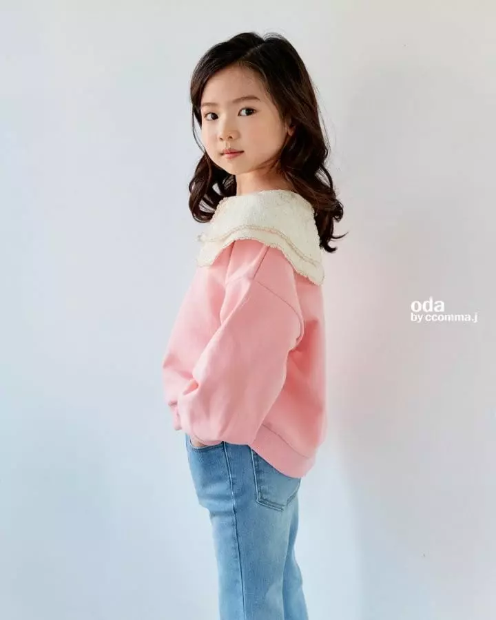Oda - Korean Children Fashion - #toddlerclothing - Lace Twice Collar Sweatshirt - 8
