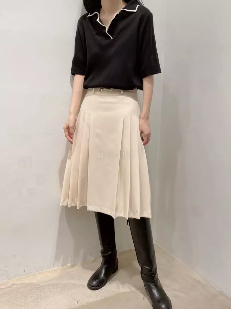 Odor - Korean Women Fashion - #momslook - Belt Pleats Skirt