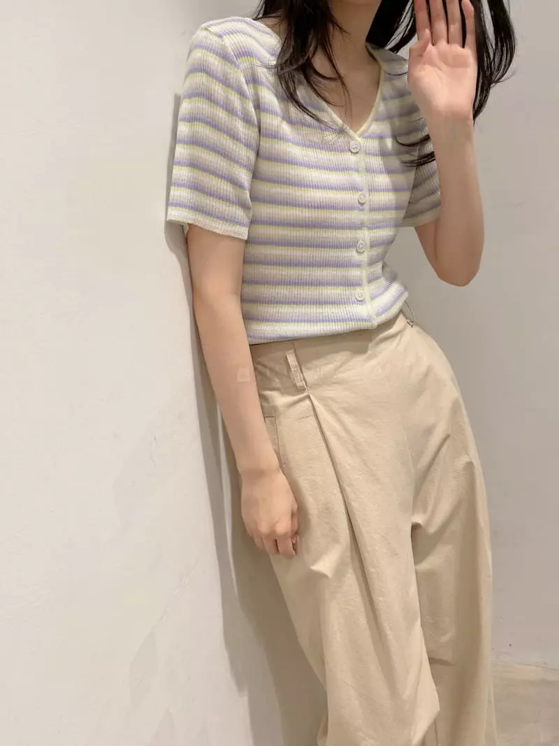 Odor - Korean Women Fashion - #shopsmall - Rainbow Stripe Knit Tee - 2