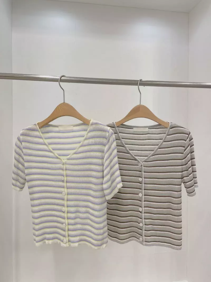 Odor - Korean Women Fashion - #thatsdarling - Rainbow Stripe Knit Tee - 4