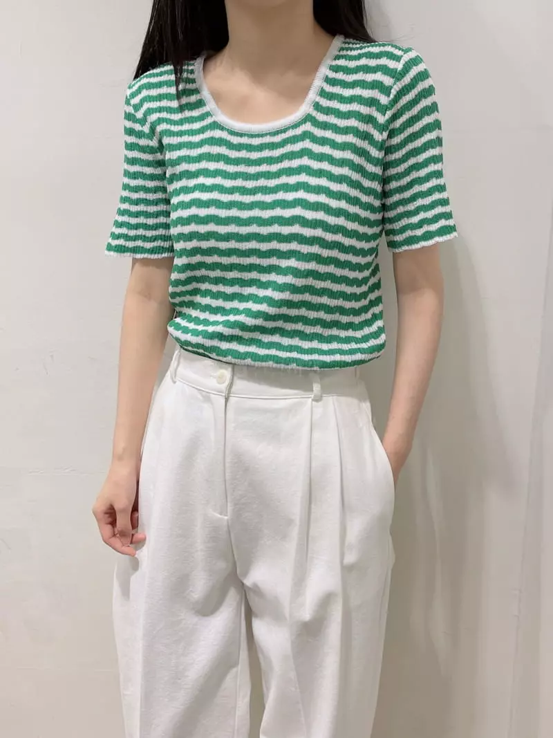 Odor - Korean Women Fashion - #womensfashion - Wavy Stripe Knit Tee