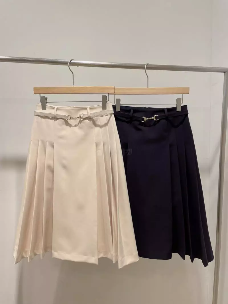 Odor - Korean Women Fashion - #momslook - Belt Pleats Skirt - 4