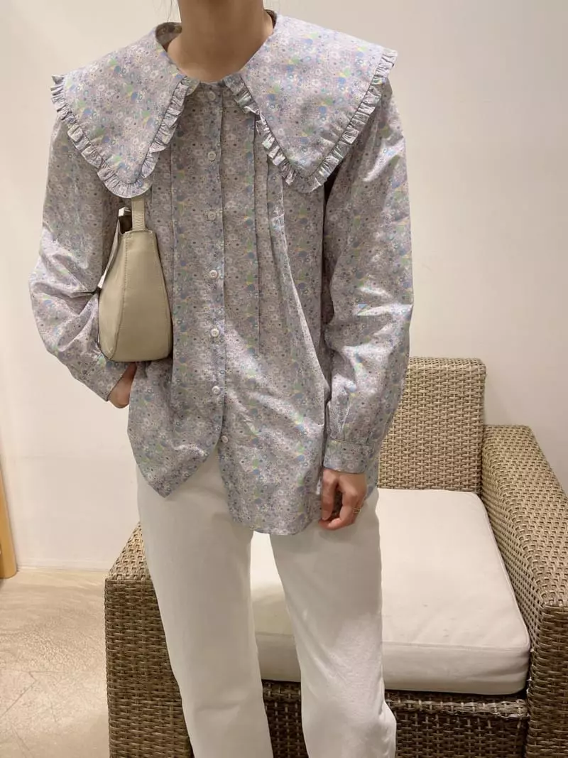 Odor - Korean Women Fashion - #womensfashion - Mari Flowers Frill Blouse