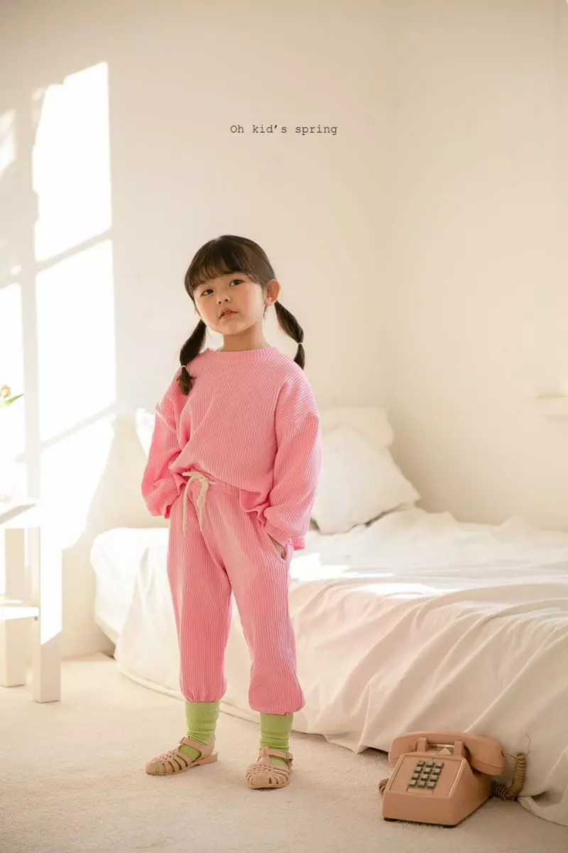 Oh Kids - Korean Children Fashion - #childofig - Spring Waffle Top Bottom Set - 6