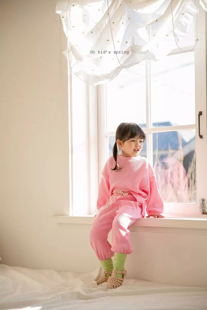 Oh Kids - Korean Children Fashion - #childrensboutique - Spring Waffle Top Bottom Set - 7