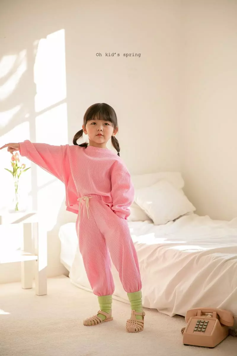 Oh Kids - Korean Children Fashion - #designkidswear - Spring Waffle Top Bottom Set - 8