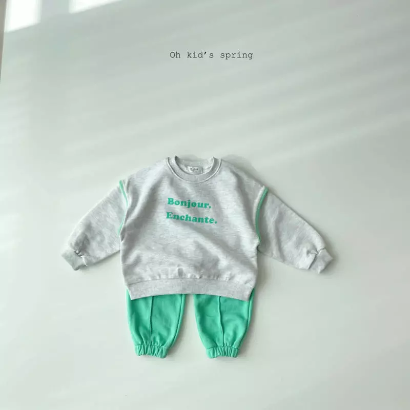 Oh Kids - Korean Children Fashion - #fashionkids - Bonjour Spring Top Bottom Set - 11