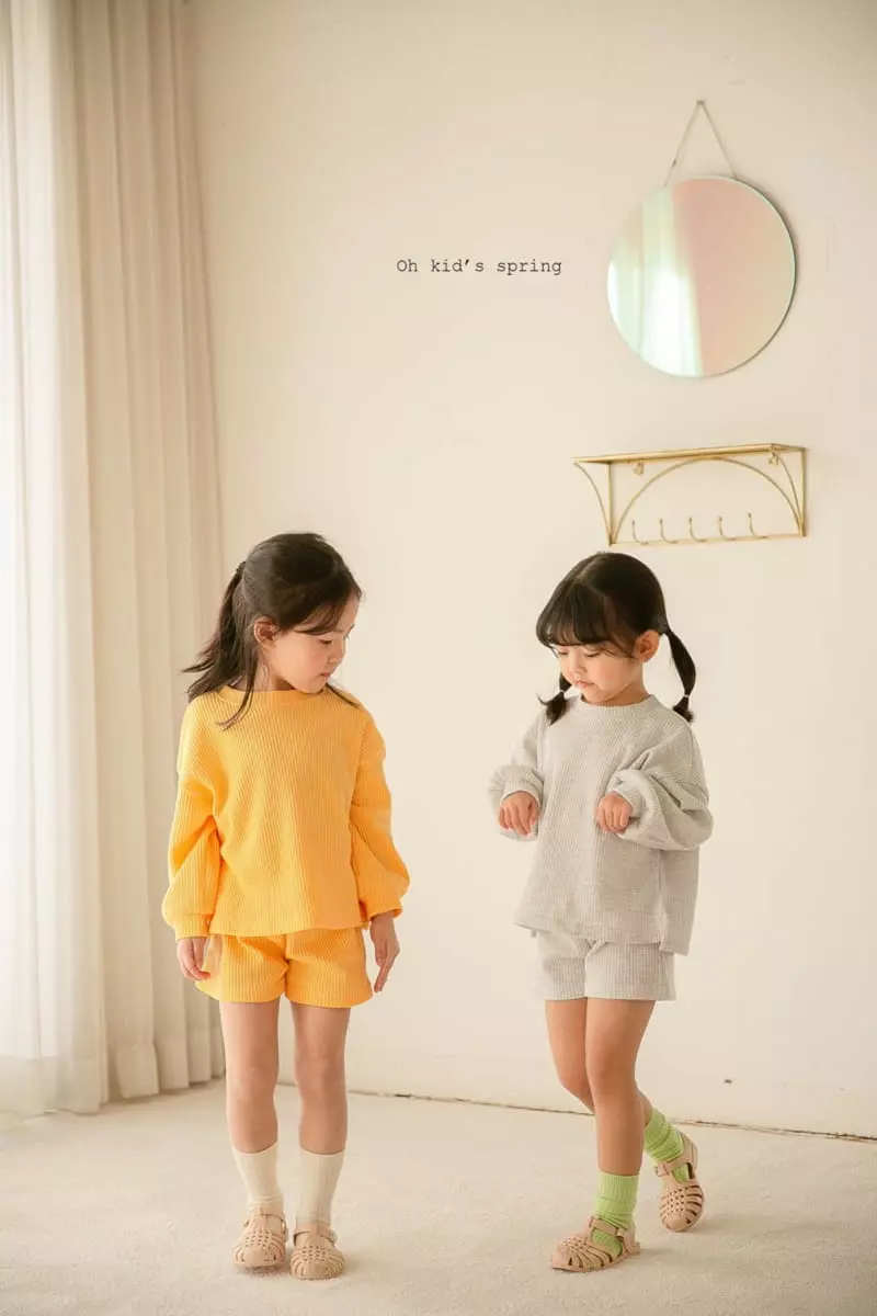 Oh Kids - Korean Children Fashion - #fashionkids - Spring Waffle Top Bottom Set - 10
