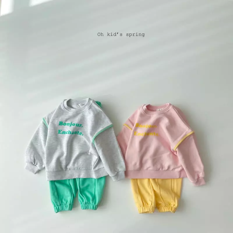 Oh Kids - Korean Children Fashion - #kidsshorts - Bonjour Spring Top Bottom Set - 12