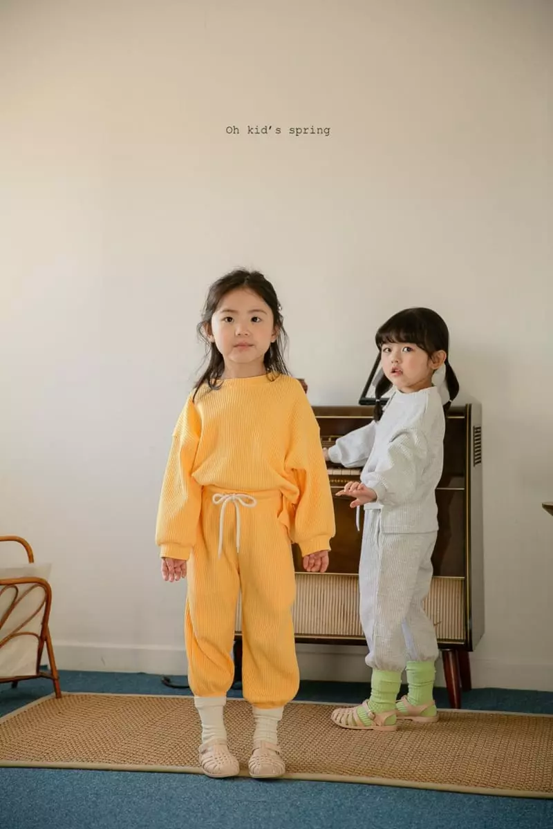 Oh Kids - Korean Children Fashion - #littlefashionista - Spring Waffle Top Bottom Set