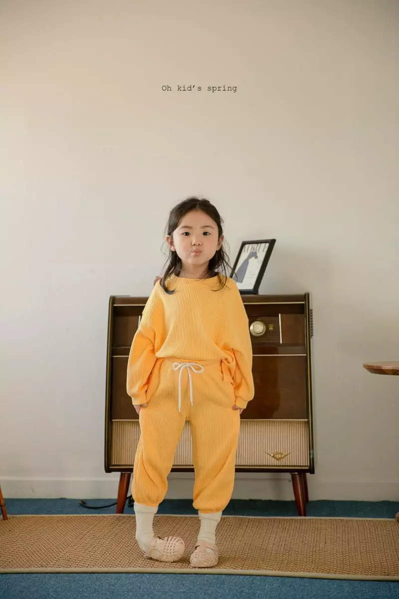 Oh Kids - Korean Children Fashion - #magicofchildhood - Spring Waffle Top Bottom Set - 2