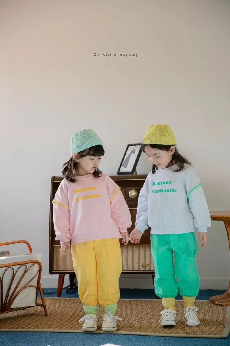 Oh Kids - Korean Children Fashion - #minifashionista - Bonjour Spring Top Bottom Set - 2