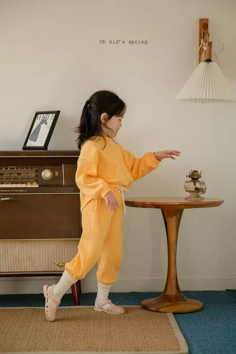 Oh Kids - Korean Children Fashion - #minifashionista - Spring Waffle Top Bottom Set - 3
