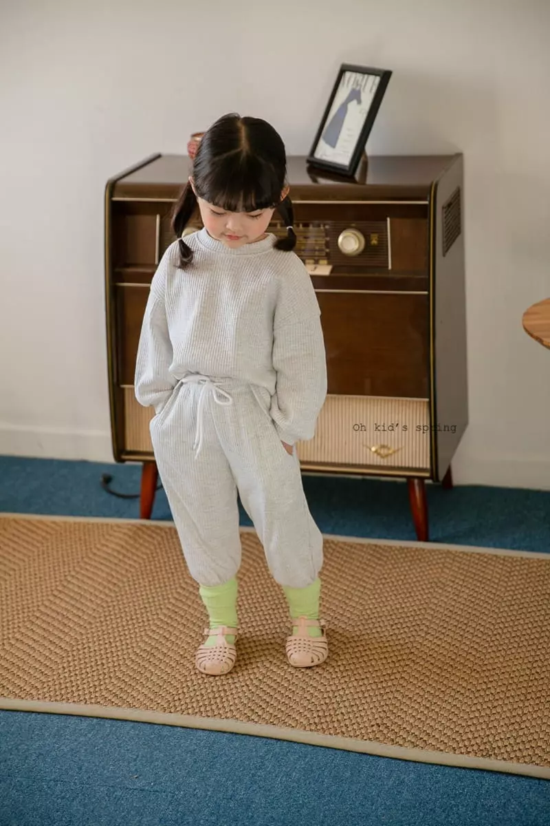 Oh Kids - Korean Children Fashion - #minifashionista - Spring Waffle Top Bottom Set - 4