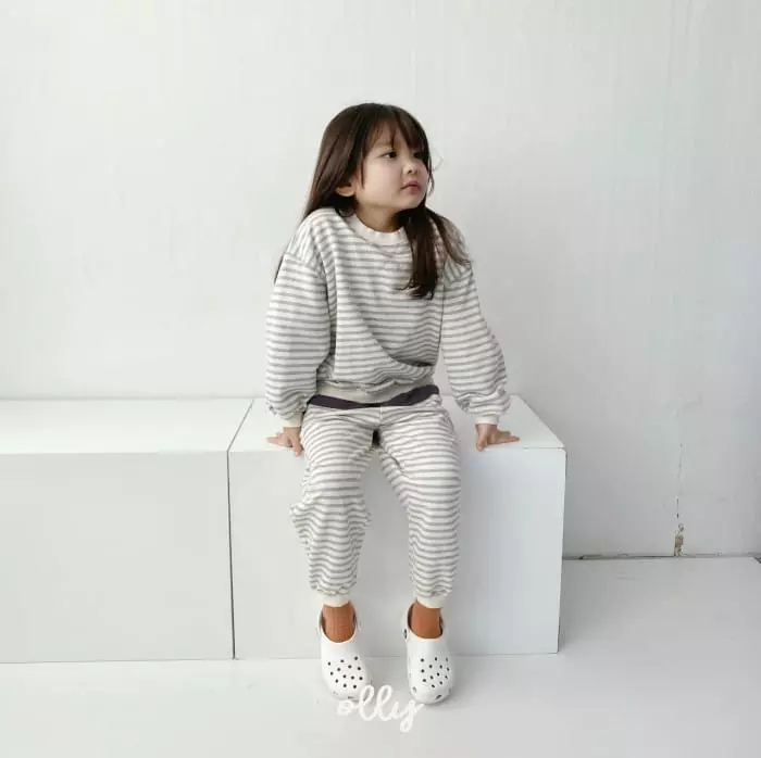 Ollymarket - Korean Children Fashion - #childofig - Strpes Terry Top Bottom Set - 3