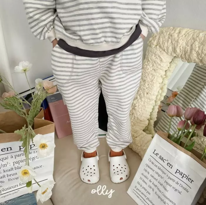 Ollymarket - Korean Children Fashion - #childrensboutique - Strpes Terry Top Bottom Set - 5