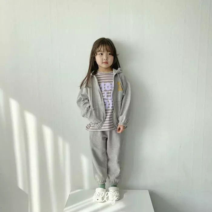 Ollymarket - Korean Children Fashion - #designkidswear - How Are You Zip-up Bottom Set - 8