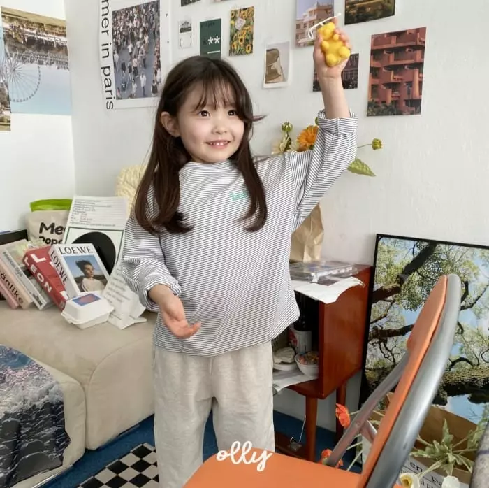 Ollymarket - Korean Children Fashion - #designkidswear - Veloure Stripes Long Sleeves Tee