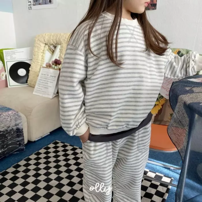 Ollymarket - Korean Children Fashion - #discoveringself - Strpes Terry Top Bottom Set - 7