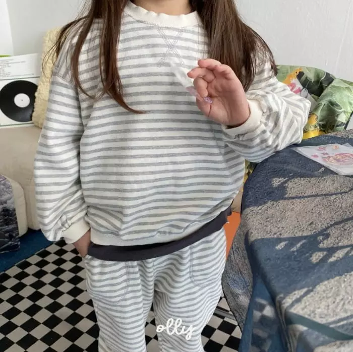 Ollymarket - Korean Children Fashion - #fashionkids - Strpes Terry Top Bottom Set - 8