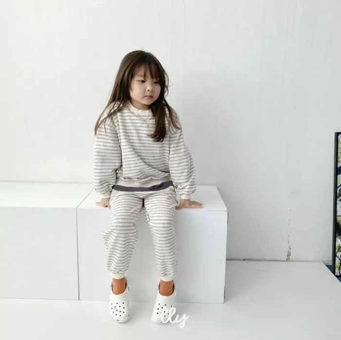 Ollymarket - Korean Children Fashion - #minifashionista - Strpes Terry Top Bottom Set
