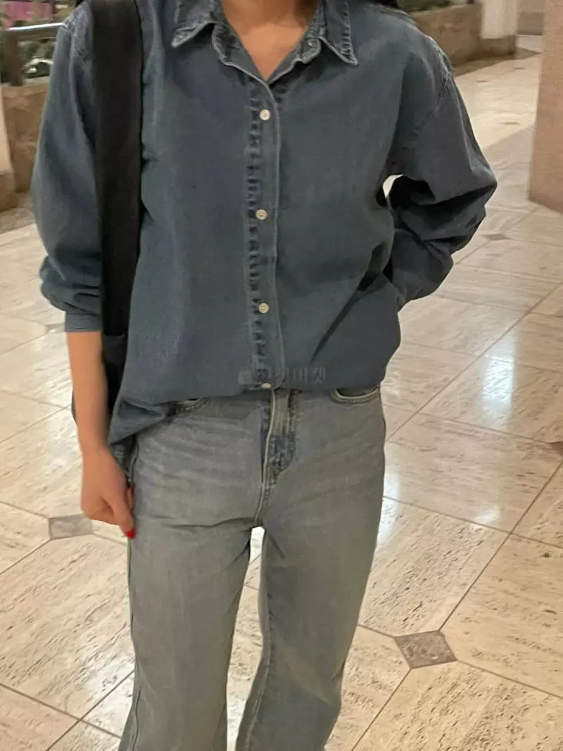 Ondo - Korean Women Fashion - #momslook - Vintage Denim Shirt - 2