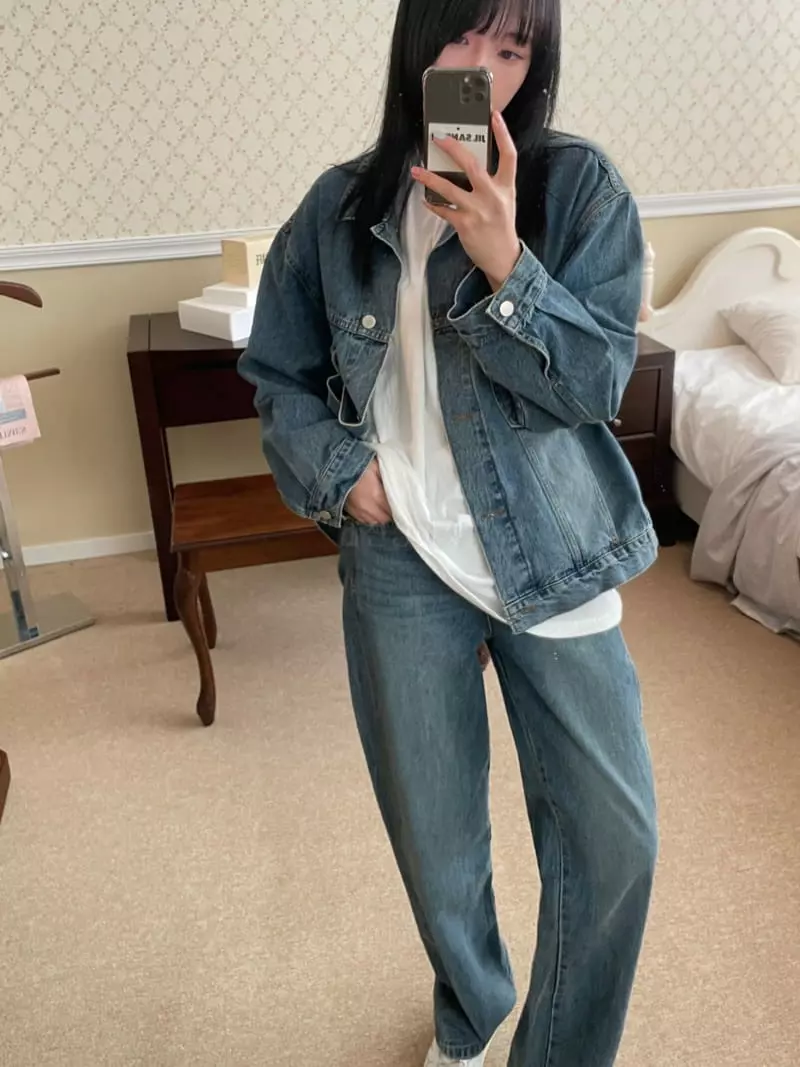 Ondo - Korean Women Fashion - #momslook - Pig Denim Jacket - 4