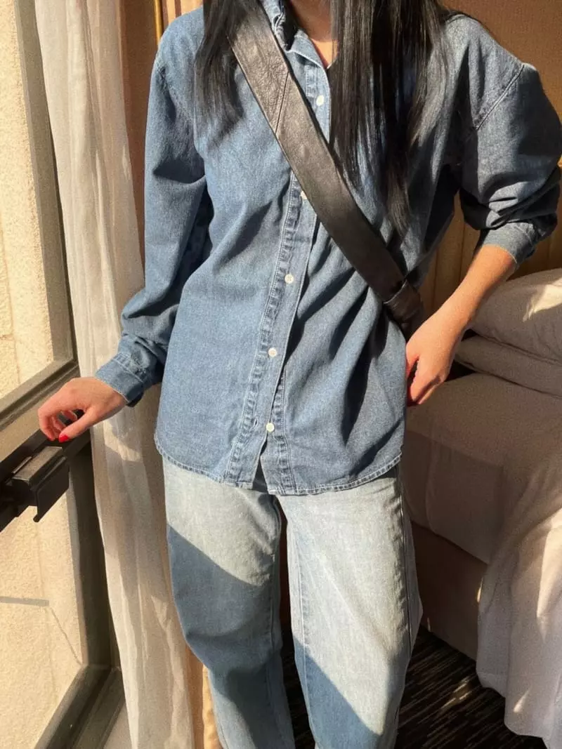 Ondo - Korean Women Fashion - #womensfashion - Vintage Denim Shirt - 3