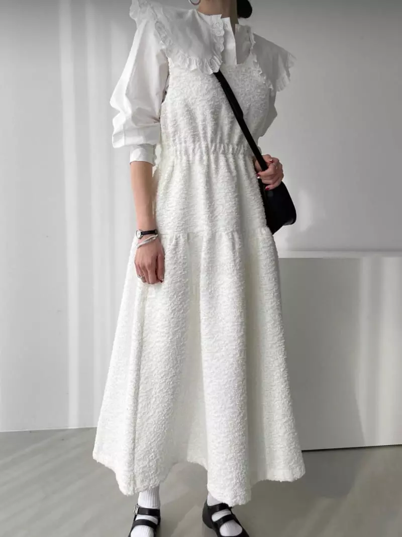 Oneway - Korean Women Fashion - #womensfashion - Tweed Sleeveless Banding One-piece - 4