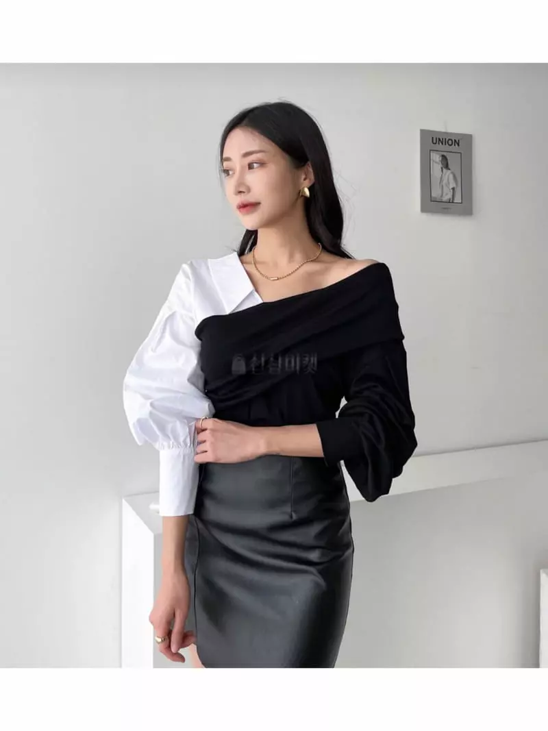Oneway - Korean Women Fashion - #momslook - Off Shoulder Shirt