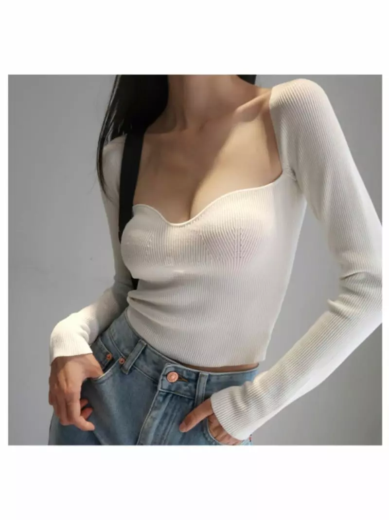 Oneway - Korean Women Fashion - #momslook - Rib Line Tee - 2