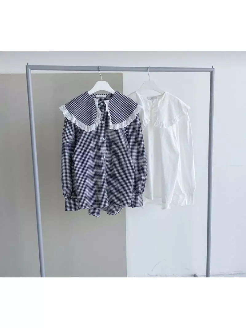 Oneway - Korean Women Fashion - #pursuepretty - Big collar Blouse - 4