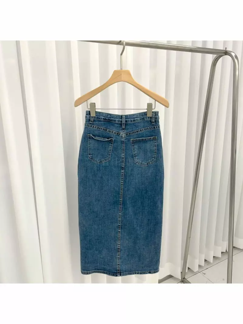 Oneway - Korean Women Fashion - #thatsdarling - Denim Open Skirt - 2